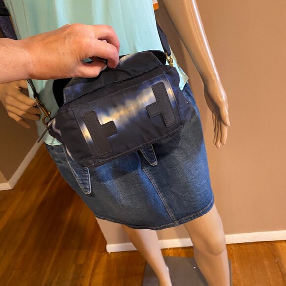 Tory Burch Nylon Tie-Dye Crossbody Bag Blue/White "Scout" - Picture 4 of 11